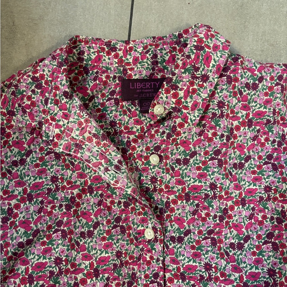 J crew Liberty fabric collab Floral Button-Up Shirt preppy size 00 - Picture 2 of 8